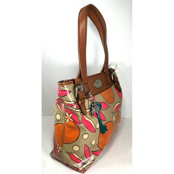 Fossil Multicolor Coated Canvas Orange Fruit Tote Shoulder Bag - Picture 4 of 12